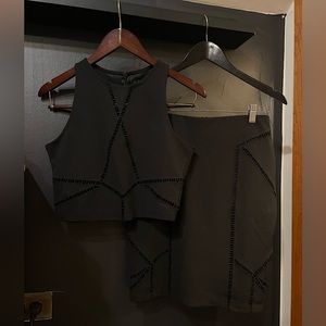 Small, black, H&M, two piece set, pencil skirt with matching top